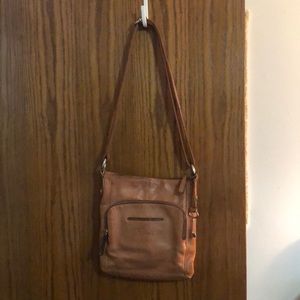 Fossil tan leather caramel Crossbody purse